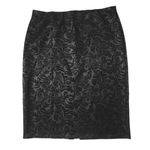 Olivia & Martin Black Tonal Damask Scroll Print Moody Romantic Whimsy Skirt L